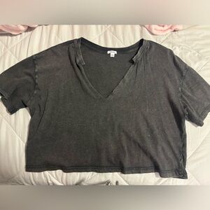 GARAGE Grey V Neck Crop Top